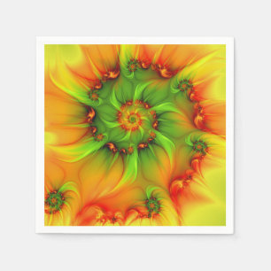 Psychedelic Colourful Modern Abstract Fractal Art Napkin