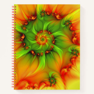 Psychedelic Colourful Modern Abstract Fractal Art Notebook