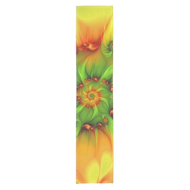 Psychedelic Colourful Modern Abstract Fractal Art Short Table Runner (Front)