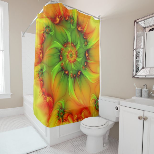 Psychedelic Colourful Modern Abstract Fractal Art Shower Curtain (In Situ)