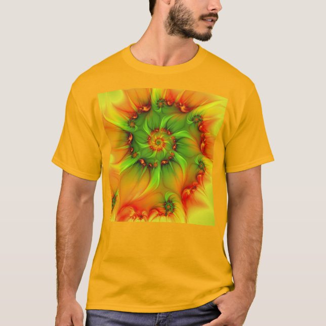 Psychedelic Colourful Modern Abstract Fractal Art T-Shirt (Front)