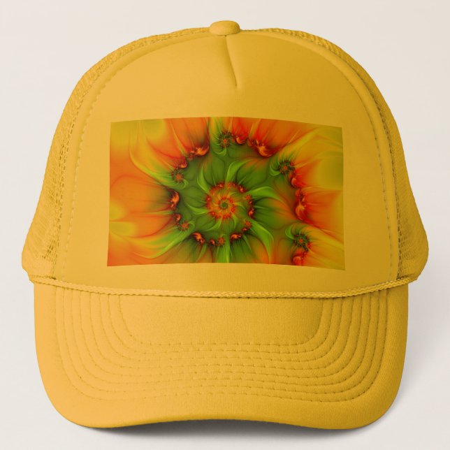 Psychedelic Colourful Modern Abstract Fractal Art Trucker Hat (Front)