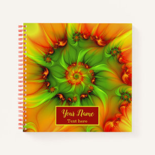 Psychedelic Colourful Modern Abstract Fractal Name Notebook