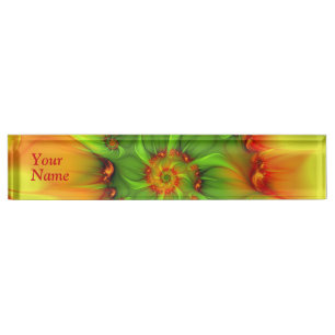 Psychedelic Colourful Modern Abstract Fractal Titl Nameplate