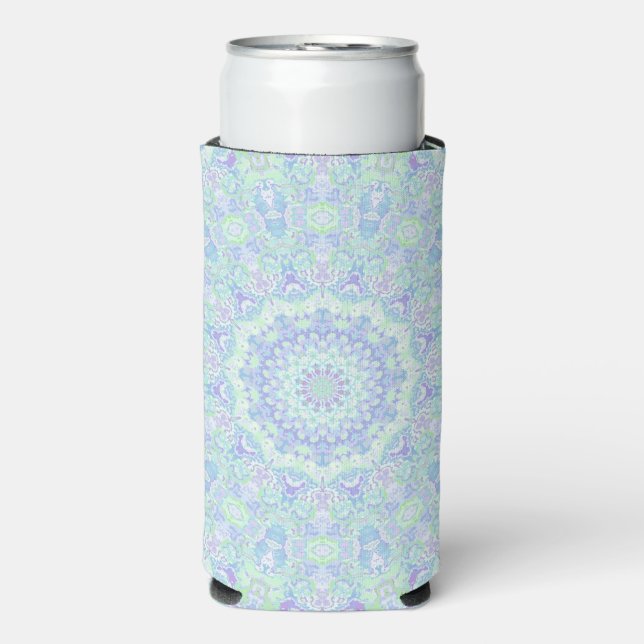 Psychedelic Colourful Pastel Ornate Hippie Mandala Seltzer Can Cooler (Seltzer Front)