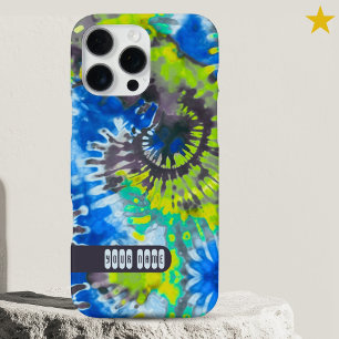 Psychedelic Colourful Tie Dye Custom Name Retro  iPhone 16 Pro Max Case