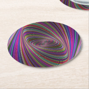 Psychedelic colours round paper coaster