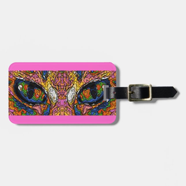Psychedelic Cool Cat Eyes Luggage Tag (Front Horizontal)