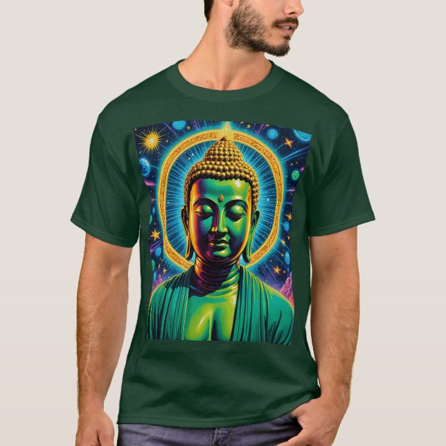 Psychedelic Cosmic Buddha Glow Shirt (Front)