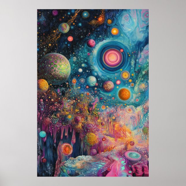 Psychedelic Cosmic Meringue Poster (Front)
