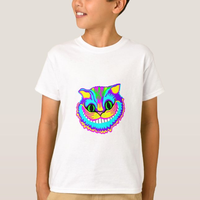 Psychedelic Crazy Smiling Cat T-Shirt (Front)