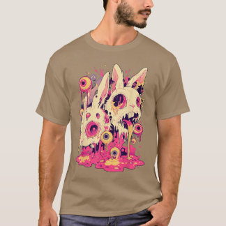 Psychedelic Creepy Horror Bunny Rabbit Goth Horror T-Shirt