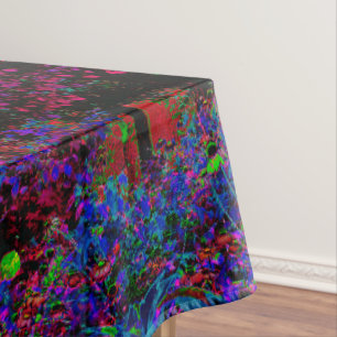 Psychedelic Crimson Red and Black Garden Sunrise Tablecloth