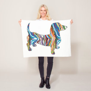 Psychedelic Dachshund Fleece Blanket