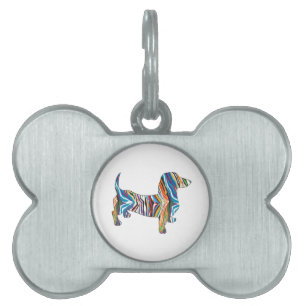 Psychedelic Dachshund Pet Tag