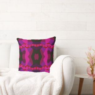 Psychedelic Daisy Chain Patchwork - Magenta  Cushion