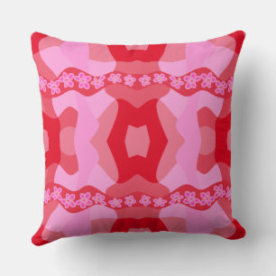 Psychedelic Daisy Chain Patchwork - Pink Red Cushion