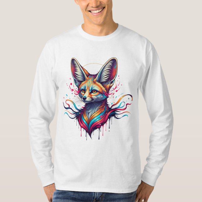 Psychedelic Desert Fox – Colourful Fantasy Art T-Shirt (Front)