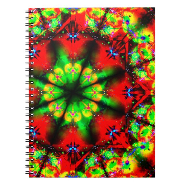Psychedelic Design Mandala Spiral Notebook (Front)