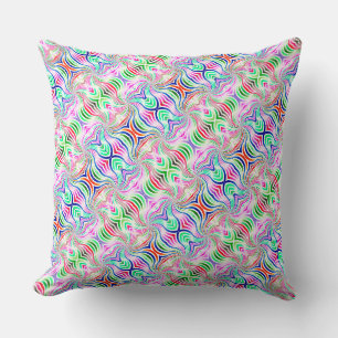 Psychedelic Diagonal Rainbow Reversible Boho Cushion