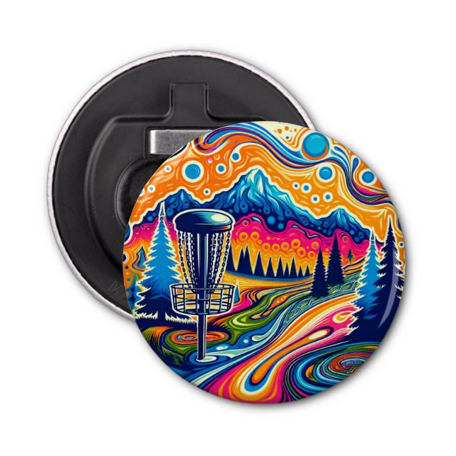 Psychedelic Disc Golf Course in the Mountains Bottle Opener (Front)