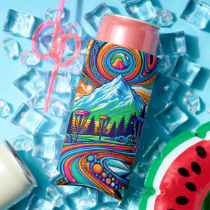 Psychedelic Disc Golf Course  Seltzer Can Cooler
