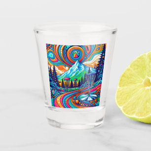 Psychedelic Disc Golf Course Shot Glass