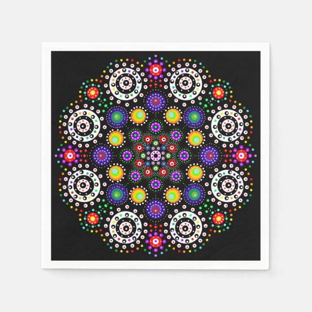Psychedelic Dot Mandala   Napkin (Front)