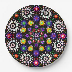 Psychedelic Dot Mandala Paper Plate