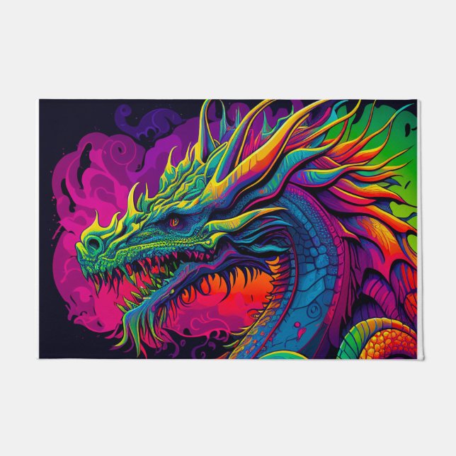 Psychedelic Dragon Design Doormat (Front)