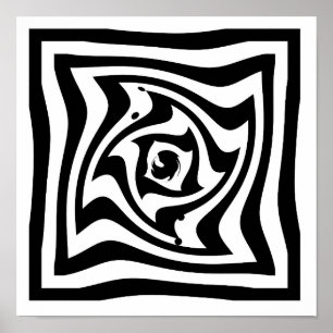 Psychedelic drawing with optical illusion effect poster