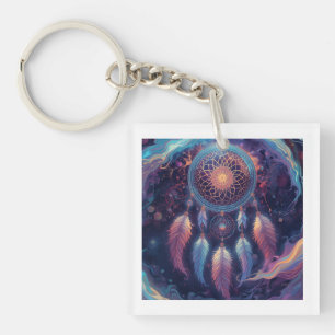 psychedelic dreamcatcher design key ring