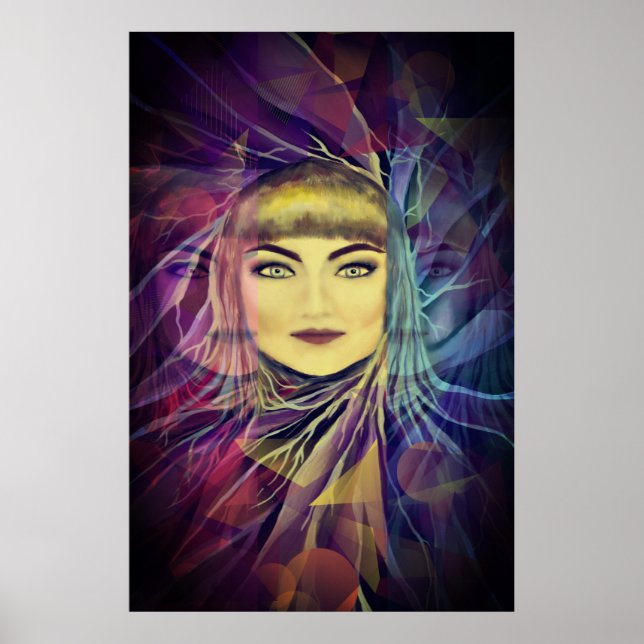 Psychedelic Dreamy Girl - Surrealism Painting Poster (Front)