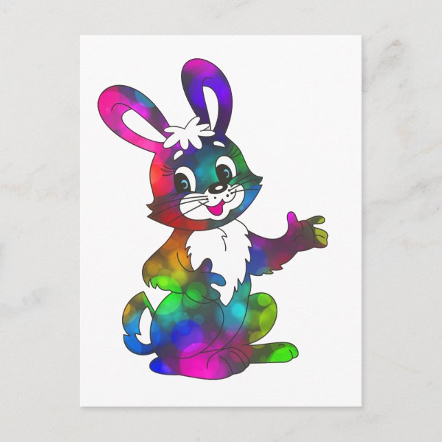 psychedelic easter bunny holiday postcard (Front)