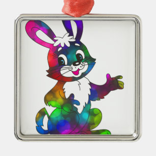 psychedelic easter bunny metal tree decoration