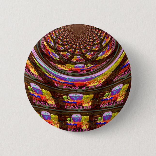 Psychedelic Easter Kaleidoscope Art Print 6 Cm Round Badge (Front)