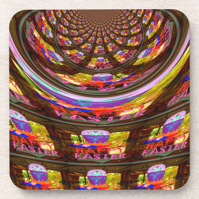 Psychedelic Easter Kaleidoscope Art Print Coaster (Front)