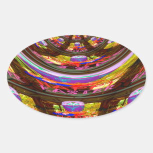 Psychedelic Easter Kaleidoscope Art Print Oval Sticker