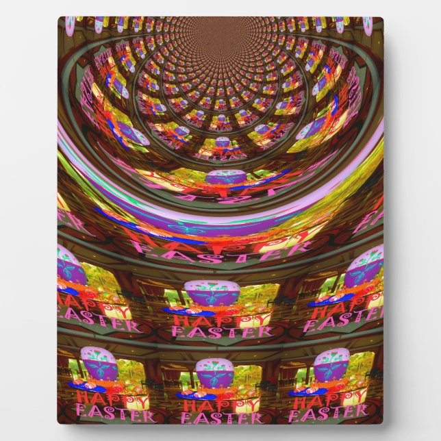 Psychedelic Easter Kaleidoscope Art Print Plaque (Front)