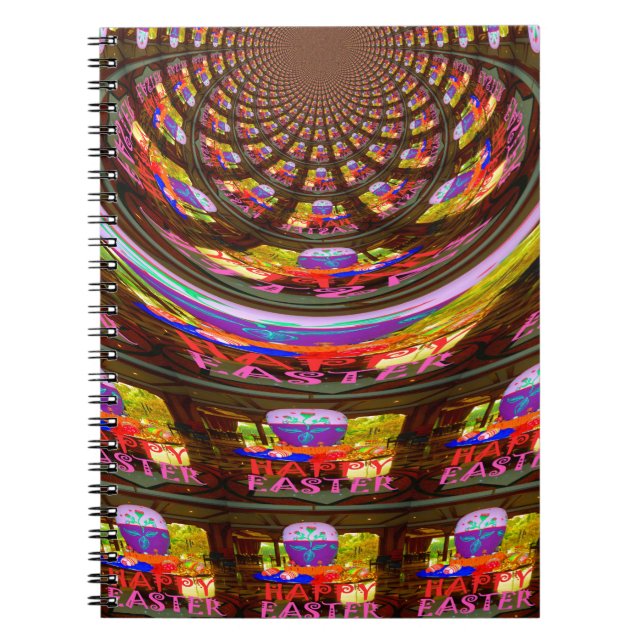 Psychedelic Easter Kaleidoscope Art Print Spiral Notebook (Front)