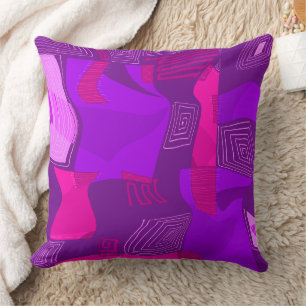 Psychedelic Egyptian Collage - Purple Fuchsia  Cushion