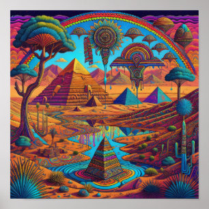 Psychedelic Egyptian Landscape  Poster