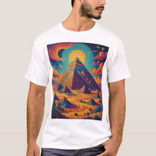 Psychedelic Egyptian Pyramid Landscape Art T-Shirt