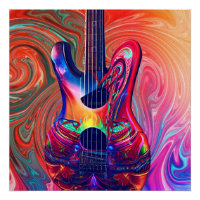 Psychedelic Electric Acoustic Semi Guitars Art 