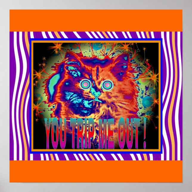 Psychedelic Electric Cat Poster (Front)