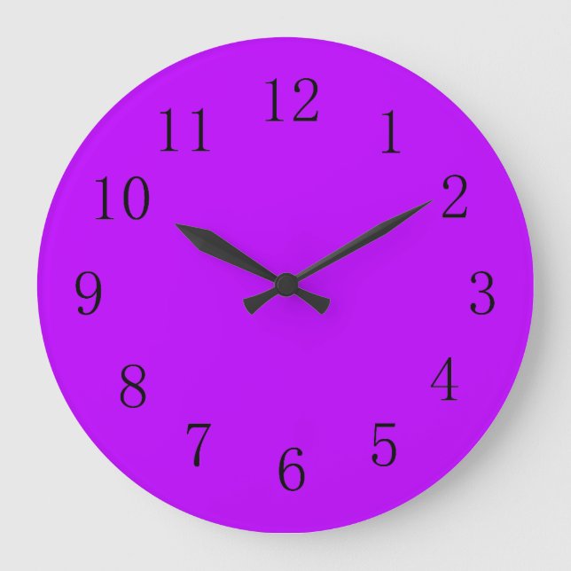 Psychedelic Electric Purple Solid Colour Large Clock (Front)