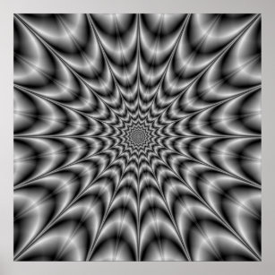 Psychedelic Explosion In Black and White Poster
