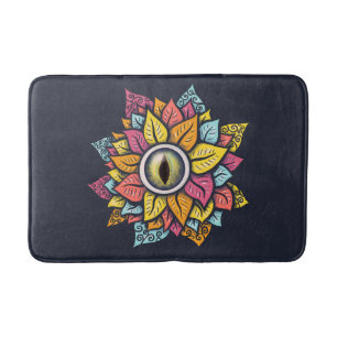  Psychedelic Eye Flower - Colourful Trippy Art  Bath Mat