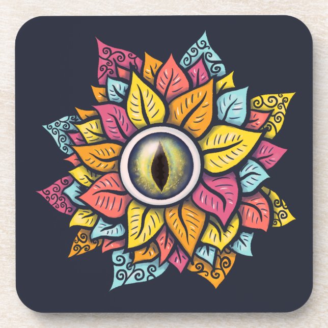  Psychedelic Eye Flower - Colourful Trippy Art  Coaster (Front)