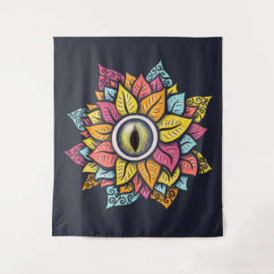  Psychedelic Eye Flower - Colourful Trippy Art  Tapestry